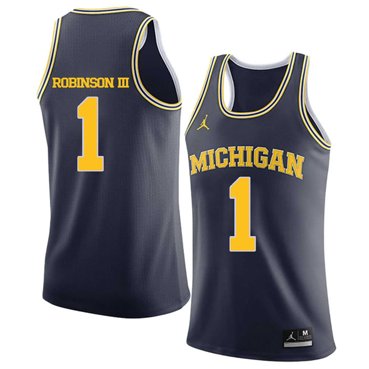 University of Michigan #1 Glenn Robinson III Navy College Basketball Jersey